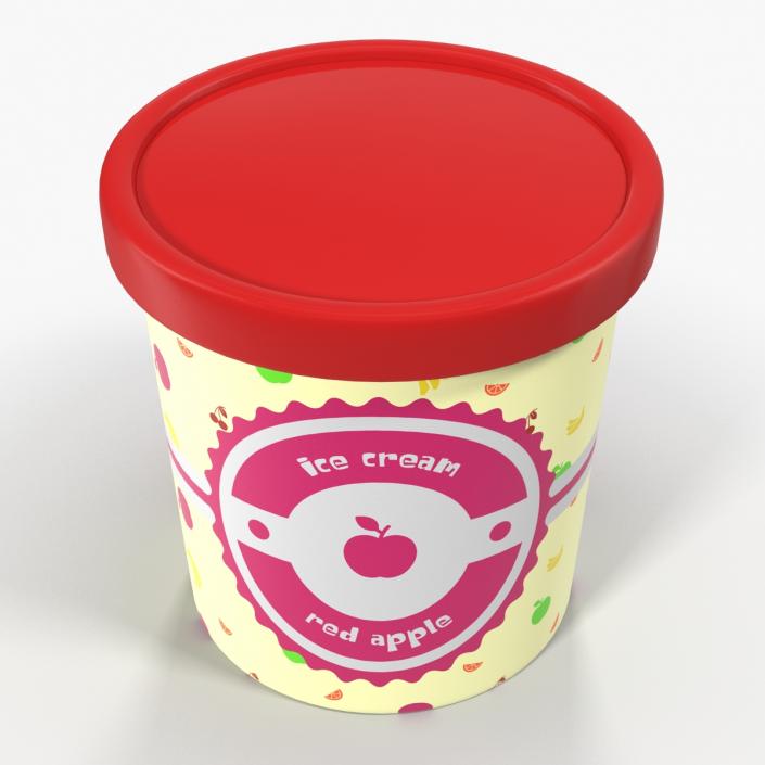 3D Ice Cream Pint Tub Red Apple model