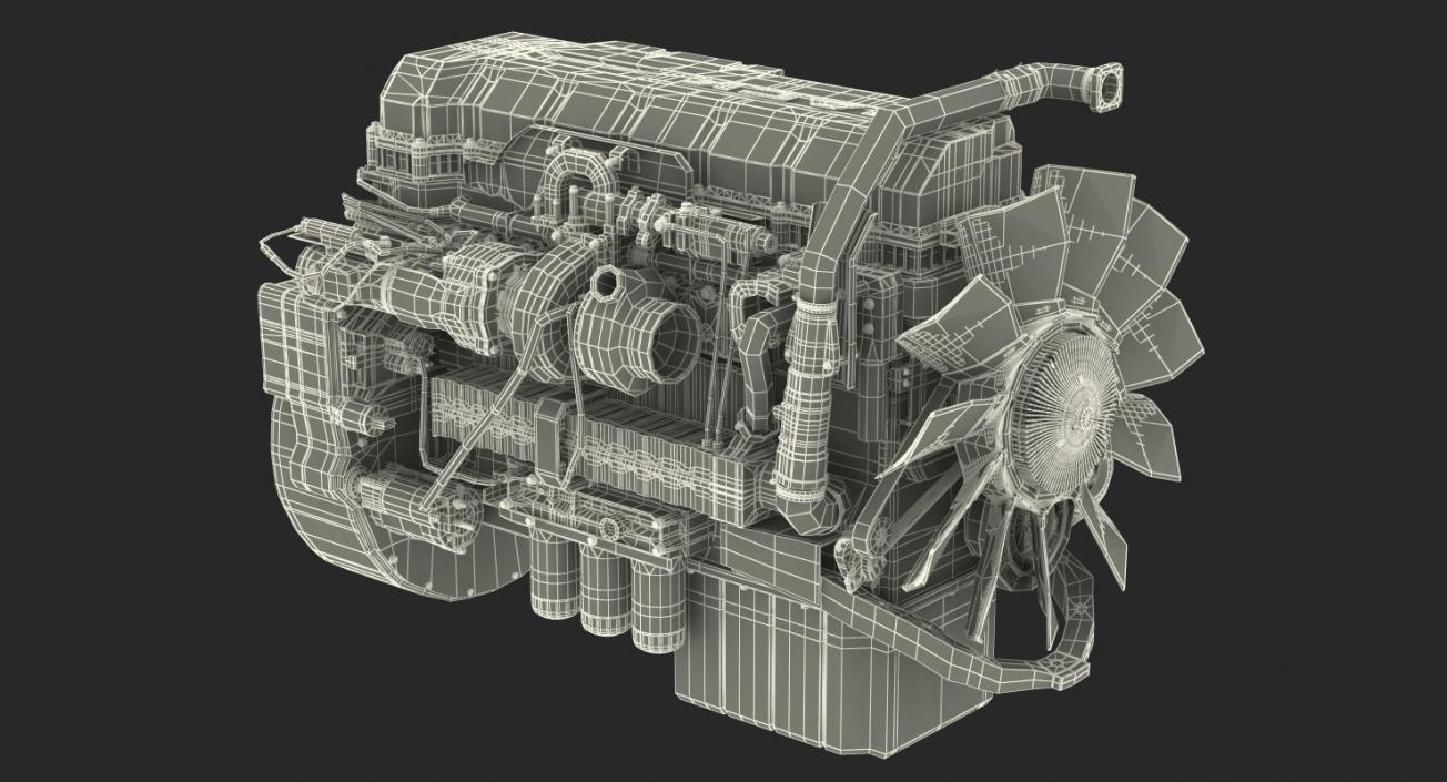 Mack Semi Truck Engine 3D