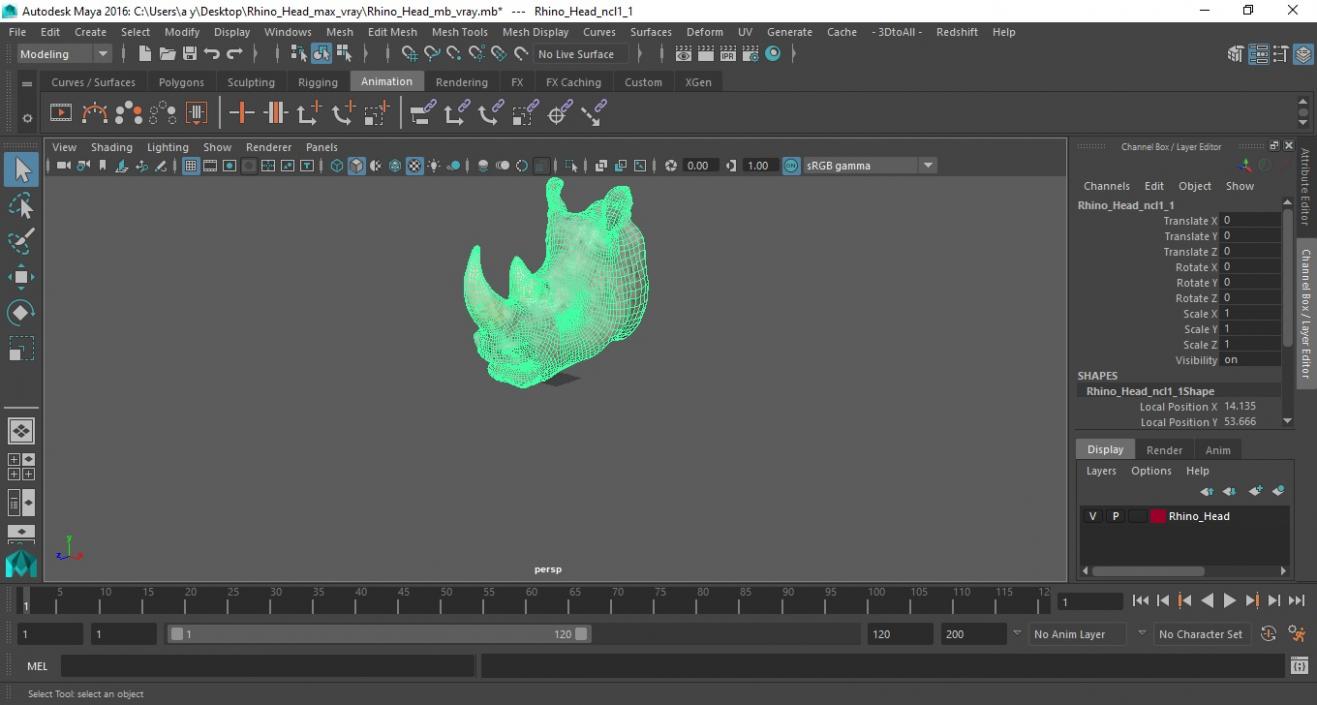 3D model Rhino Head