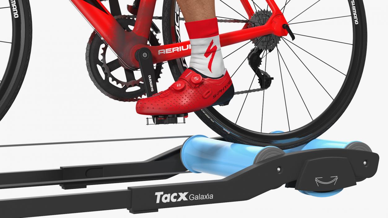 3D Bicyclist Riding Tacx Galaxia Advanced Roller Trainer model