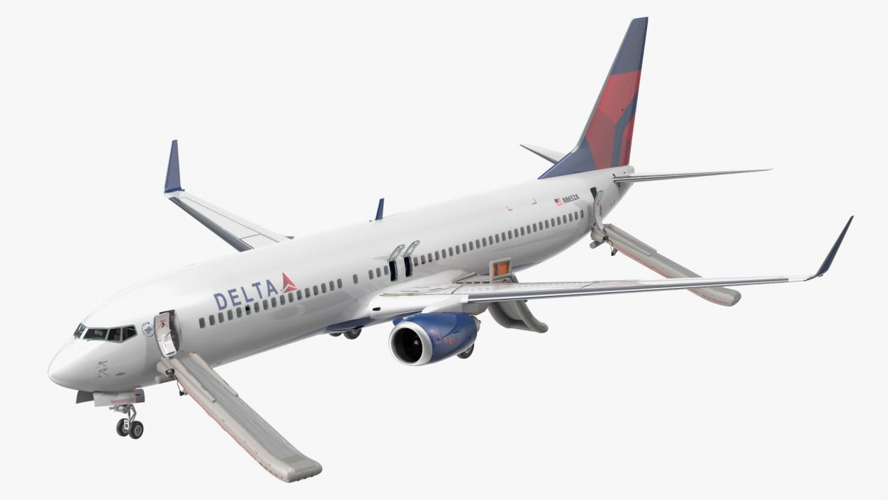 3D Boeing 737 900 ER Delta with Inflatable Evacuation Sliders model