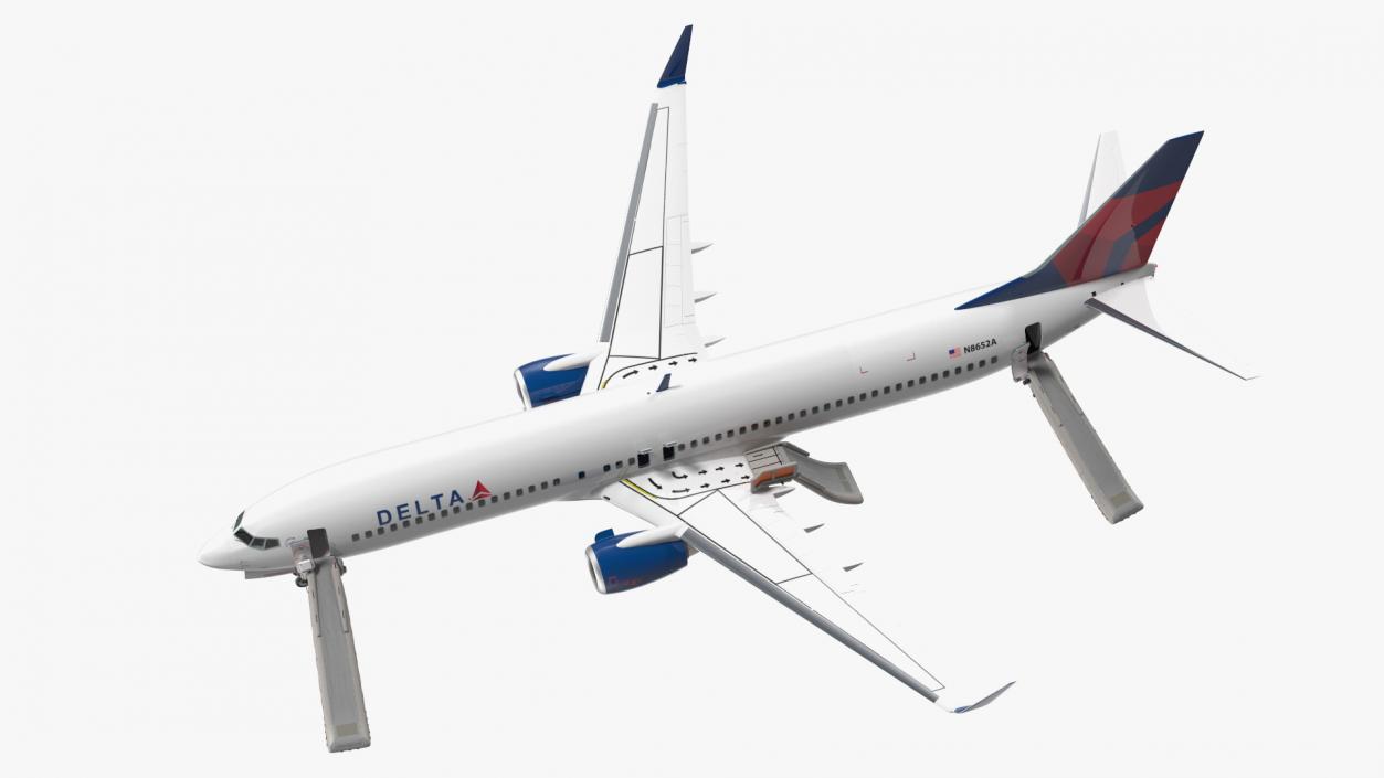 3D Boeing 737 900 ER Delta with Inflatable Evacuation Sliders model