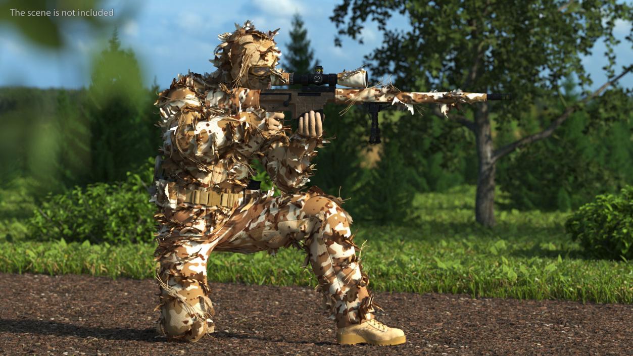 Sniper with Barrett 98 Bravo Rigged for Modo 3D model