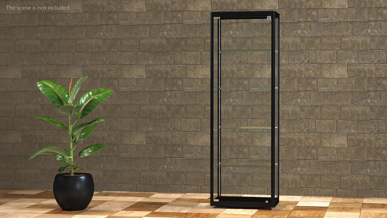 Glass Display Case Wide Black 3D model