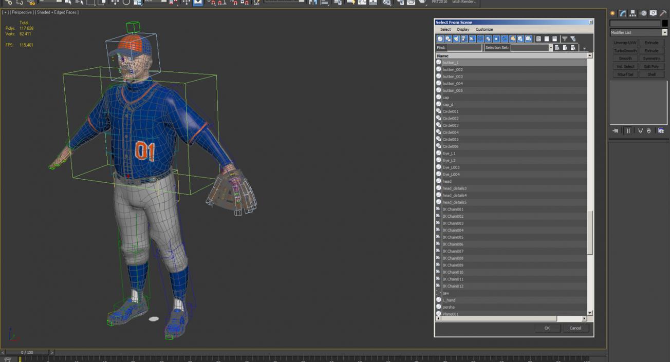 Baseball Player Rigged Generic 4 3D