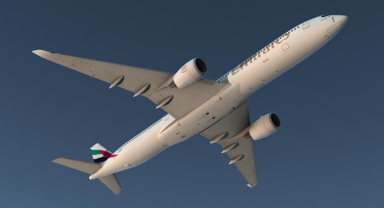 3D Airbus A350-1000 Emirates Air Line Rigged