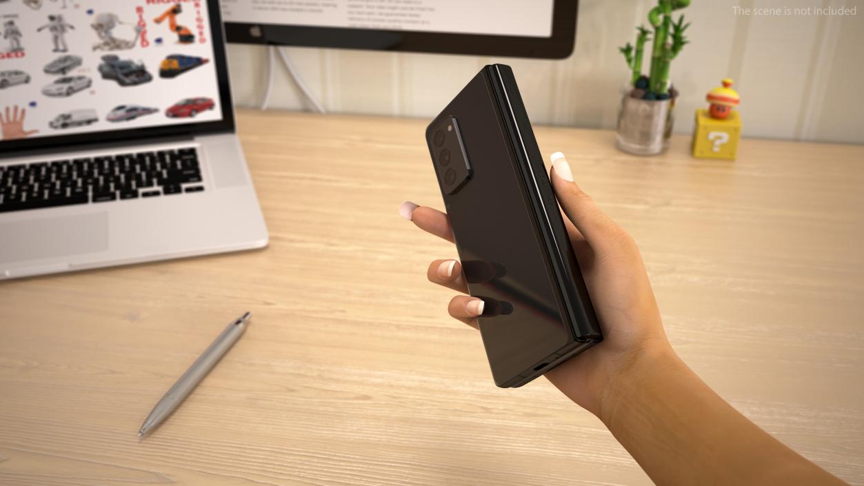 Samsung Z Fold 2 Black Rigged 3D model
