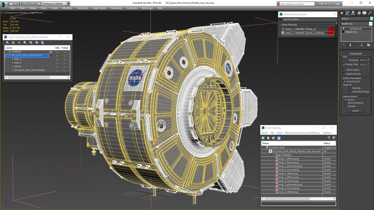 3D model ISS Quest Joint Airlock Module