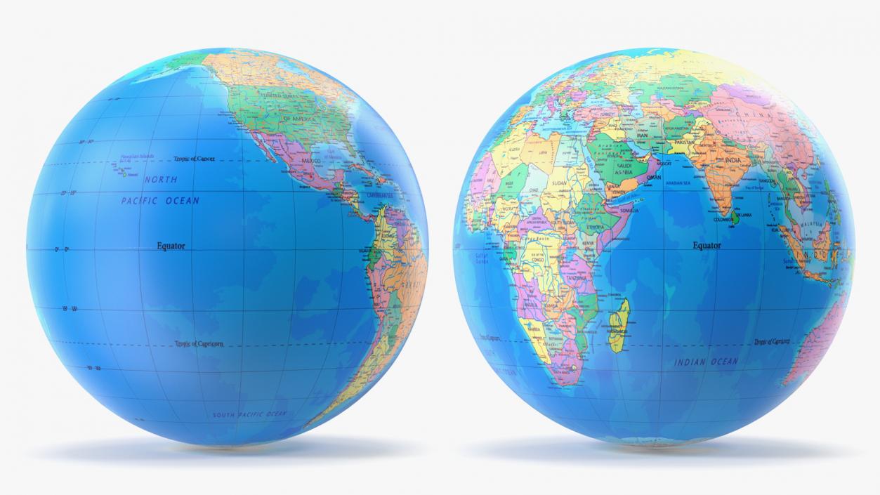 3D Political World Globe