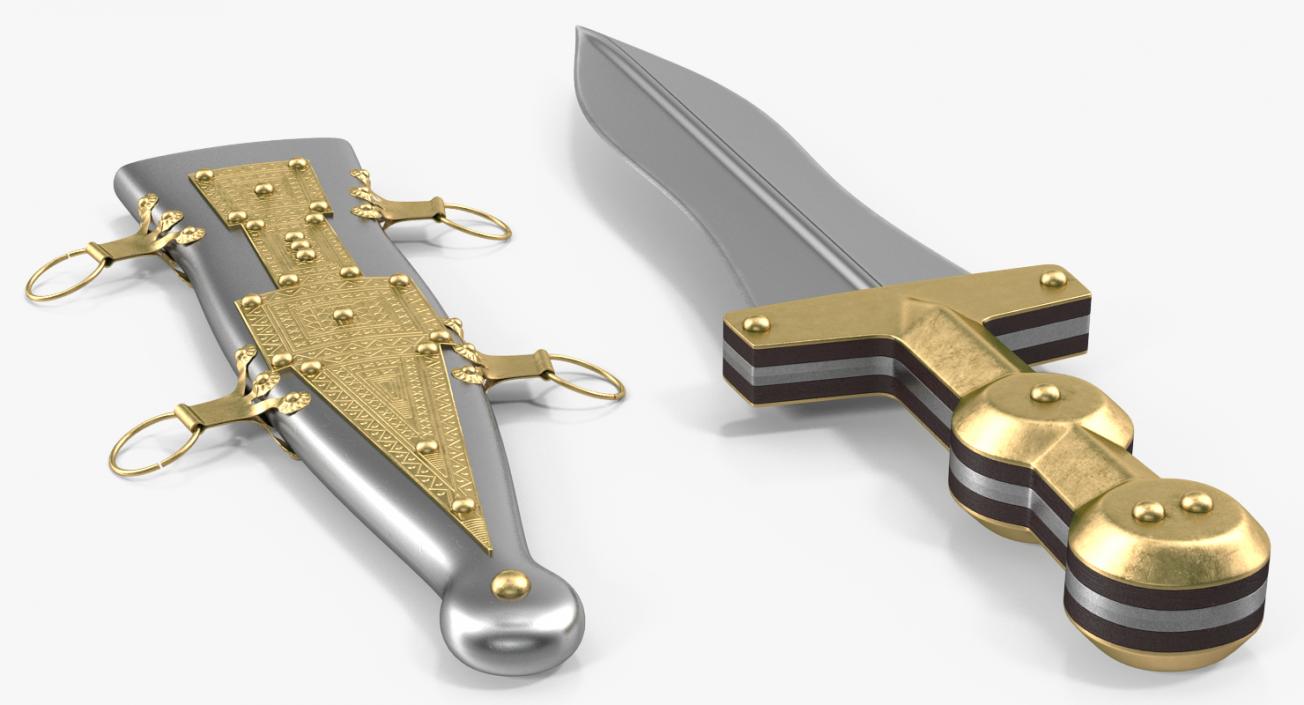 3D model Roman Pugio Dagger with Sheath