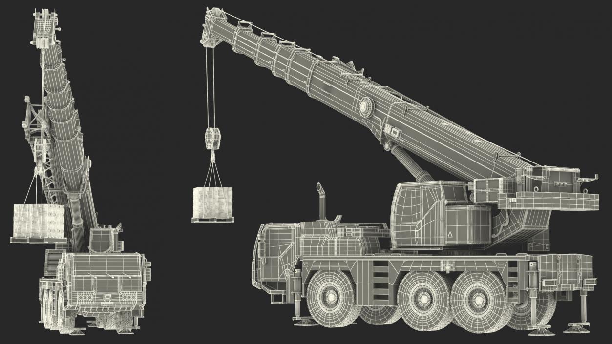 3D Compact Mobile Crane Liebherr With Load Rigged