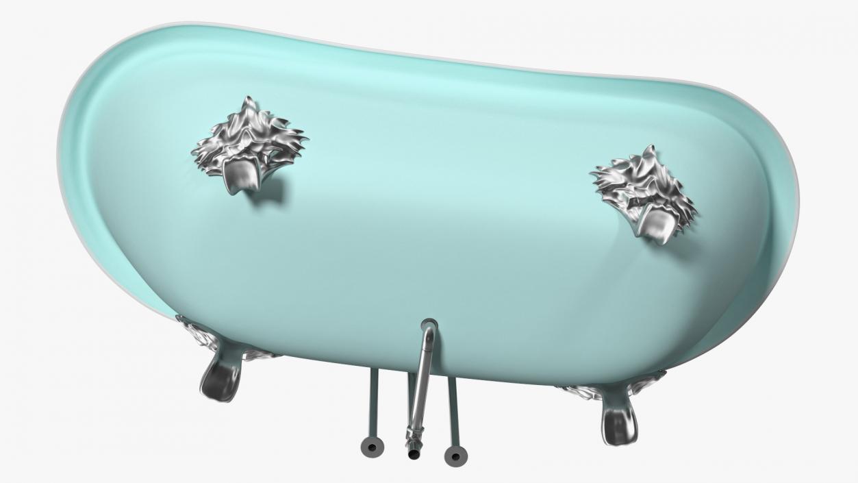 3D model Double Slipper Clawfoot Tub with Aqueduct Blue Exterior