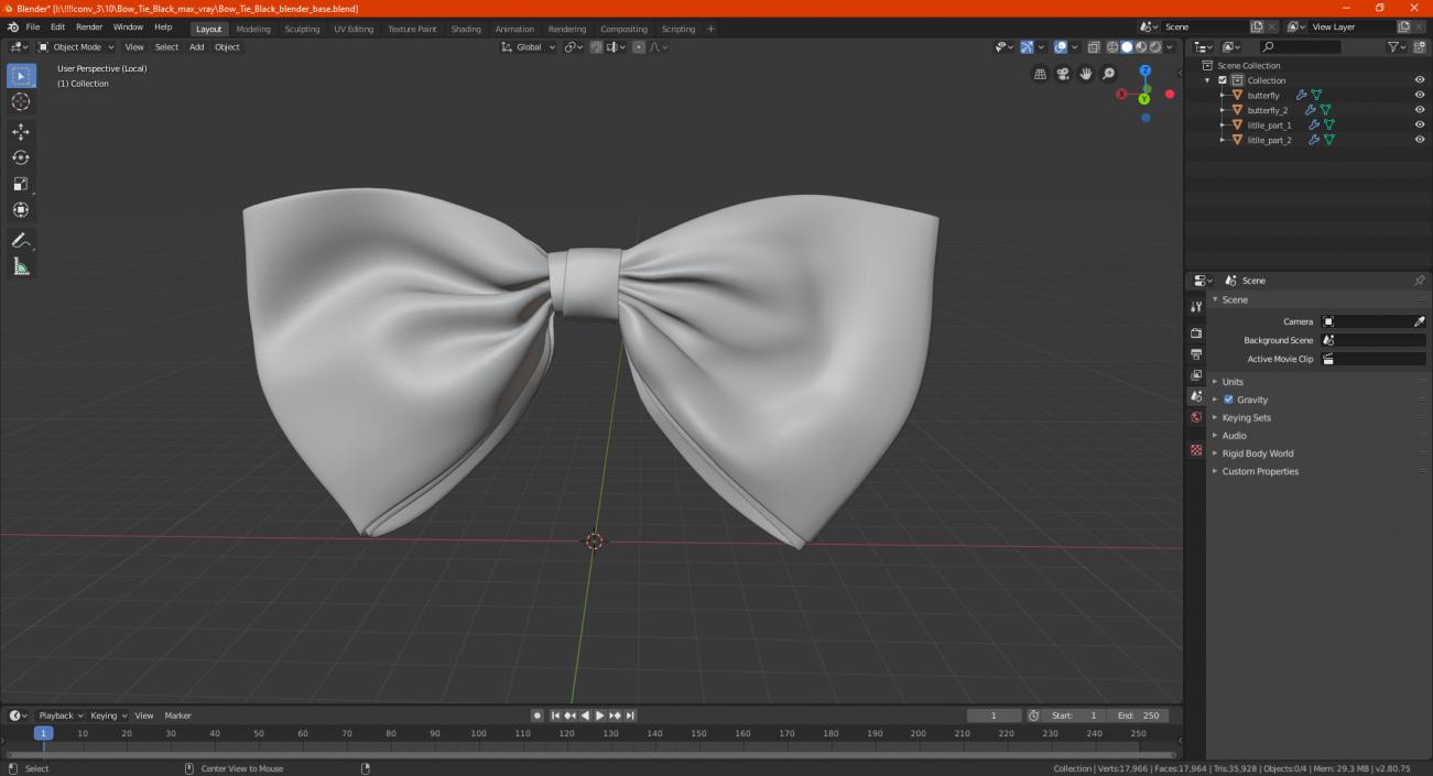 3D Bow Tie Red