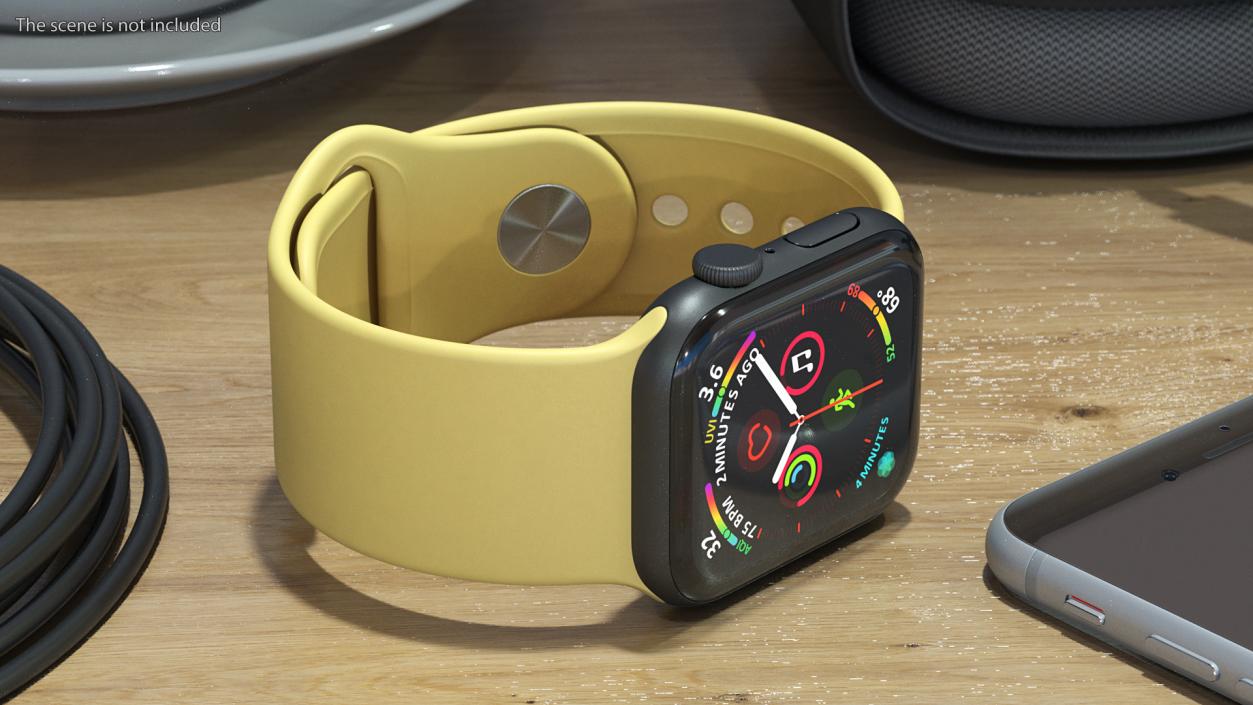 Apple Watch SE Black with Yellow Band 3D