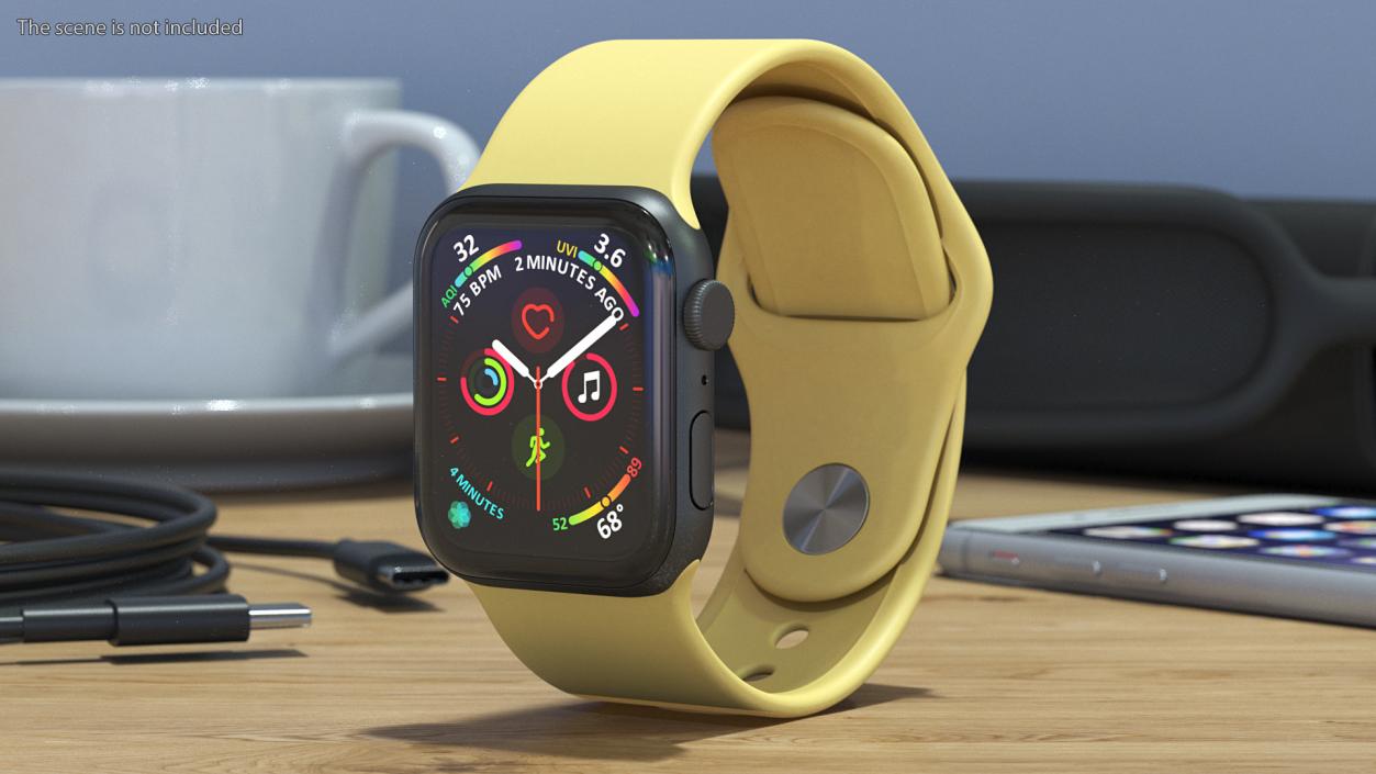 Apple Watch SE Black with Yellow Band 3D