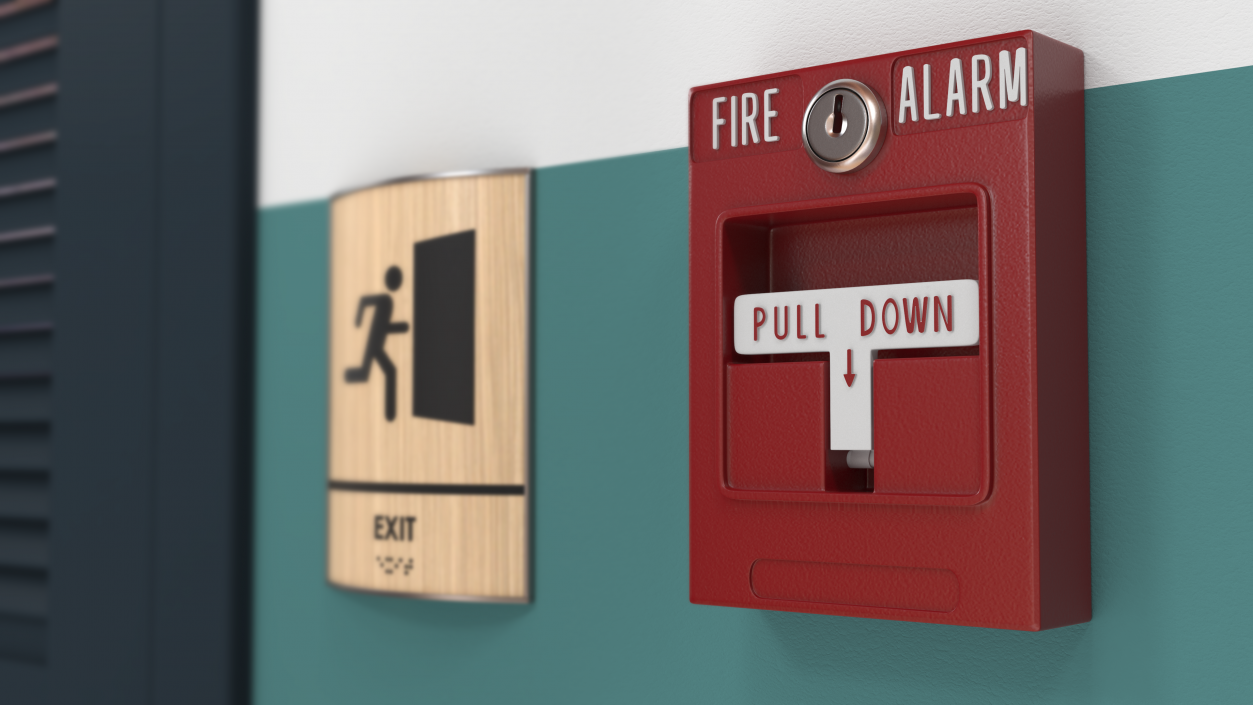 3D model Pull Down Fire Alarm