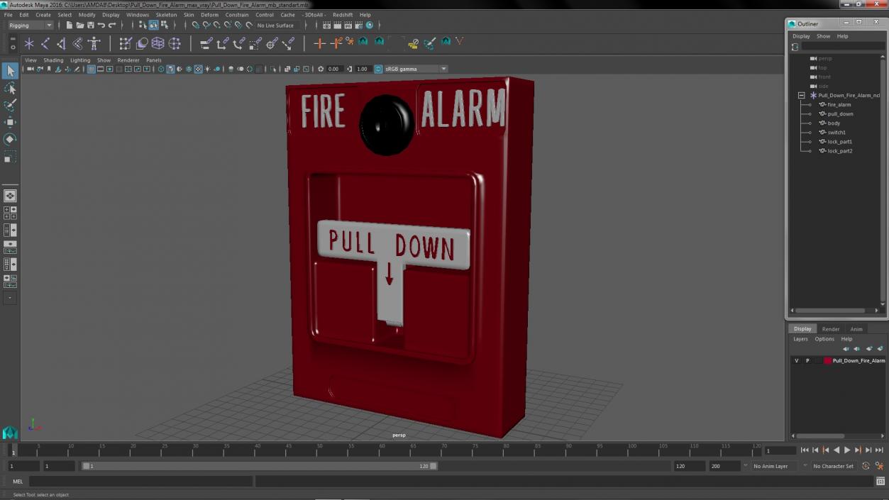 3D model Pull Down Fire Alarm