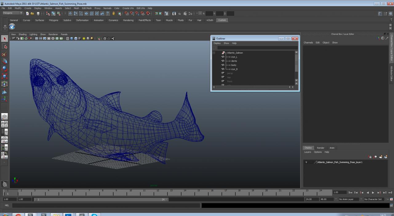Atlantic Salmon Fish Swimming Pose 3D model