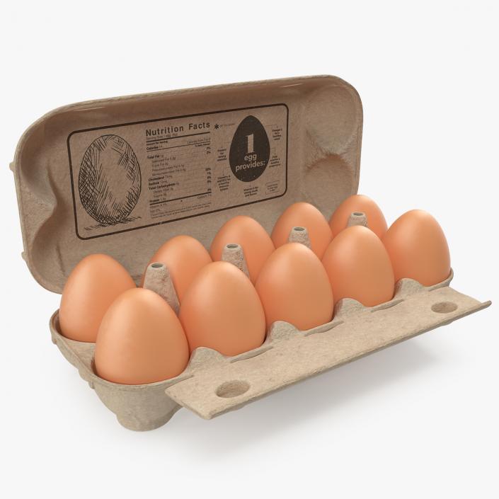 Eggs in Open Carton Package 3D