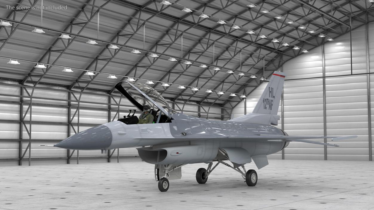 3D model Fighter F 16 Fighting Falcon US Air Force With a Pilot Rigged for Cinema 4D