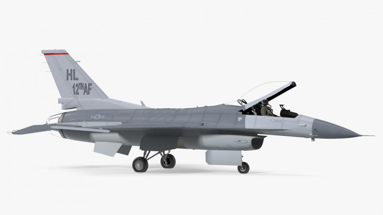3D model Fighter F 16 Fighting Falcon US Air Force With a Pilot Rigged for Cinema 4D