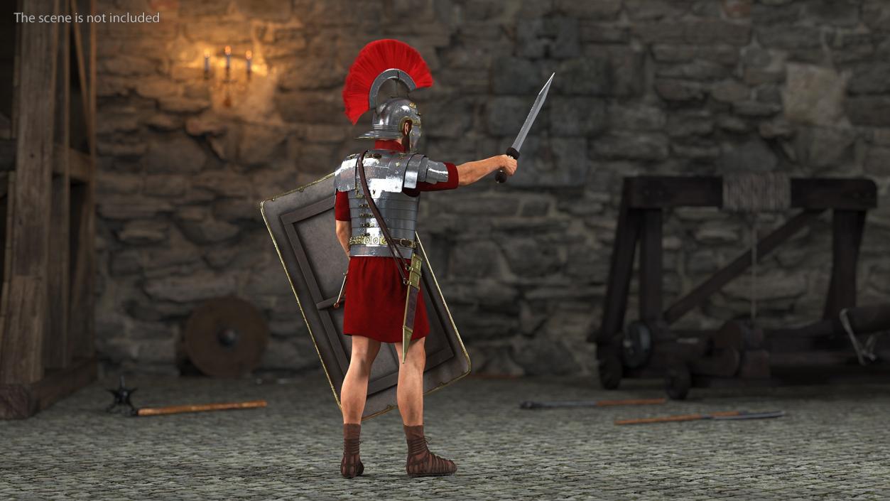3D Roman Legionnaire A-Pose Fur model