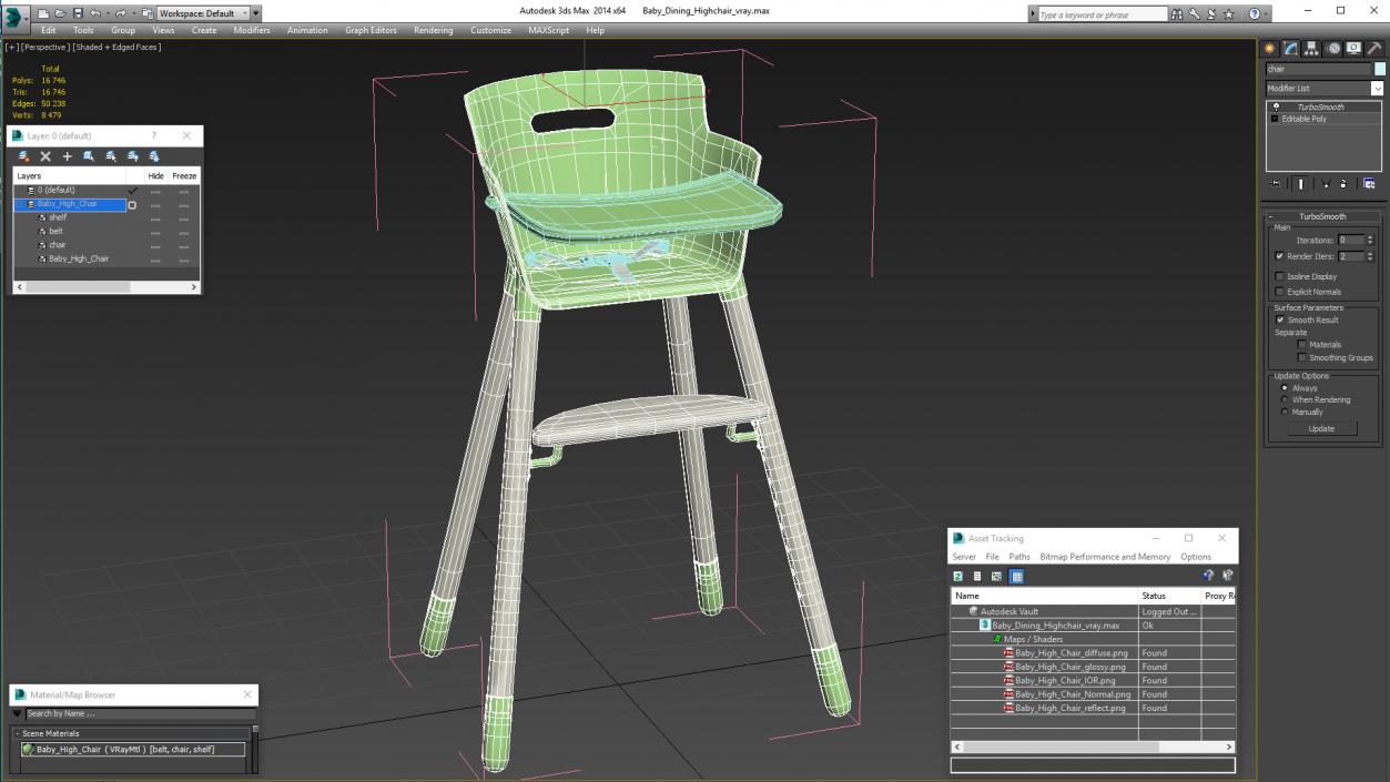 3D Baby Dining Highchair