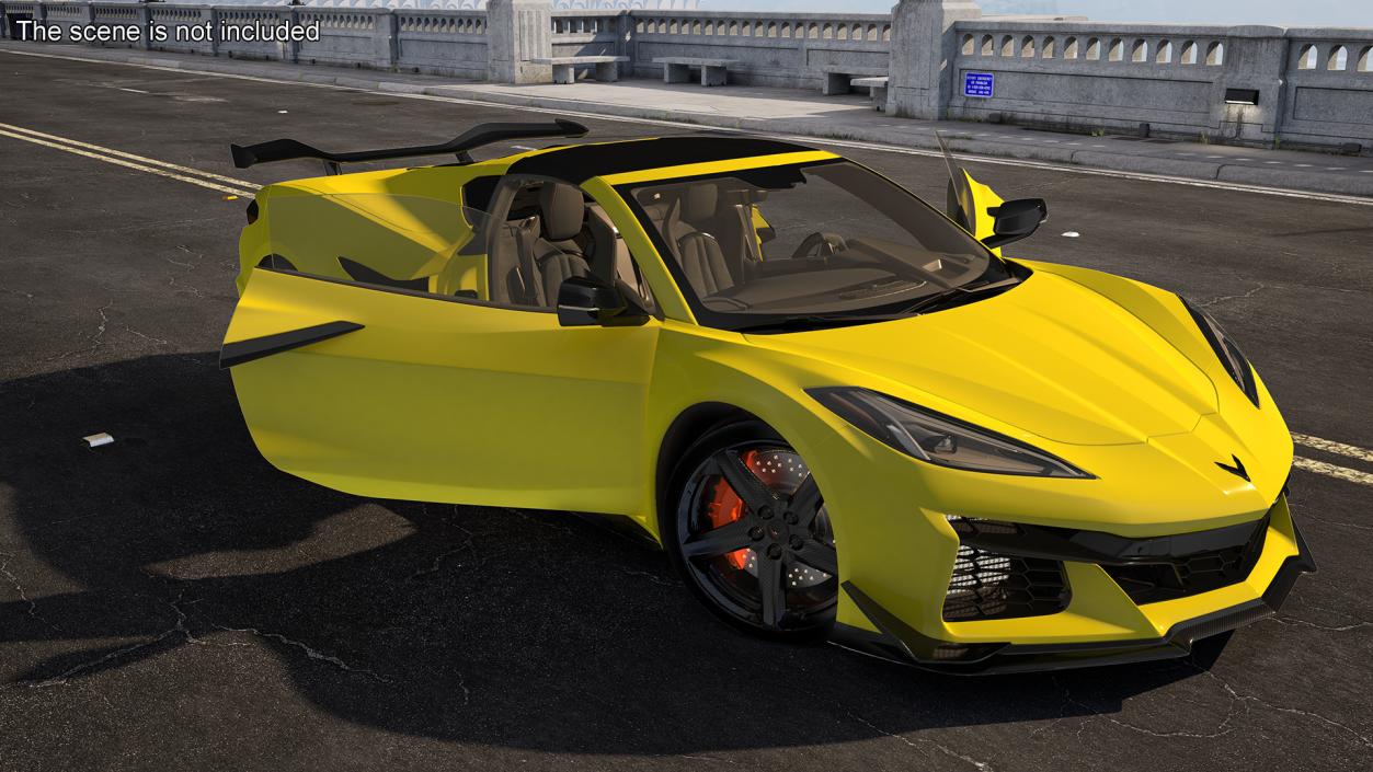 3D Yellow Chevy Corvette Z0 2023 Coupe Rigged for Maya