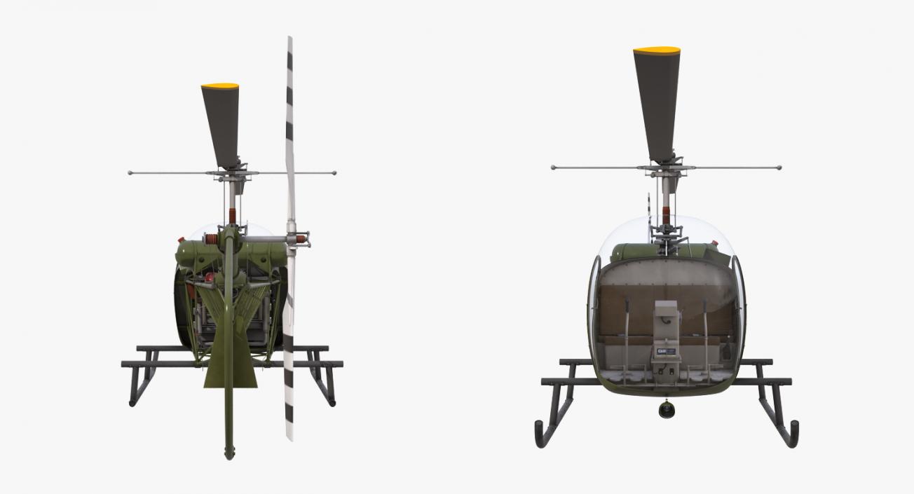 3D Light Helicopter Bell 47 Millitary Rigged