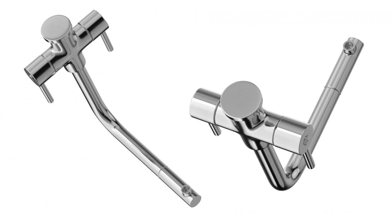 3D model Angular Dual Lever Sink Mixer Tap Chrome