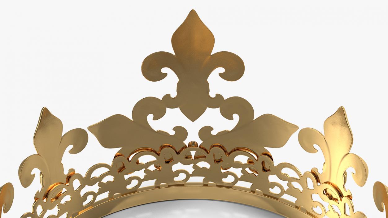 Golden King Crown with Gems 3D