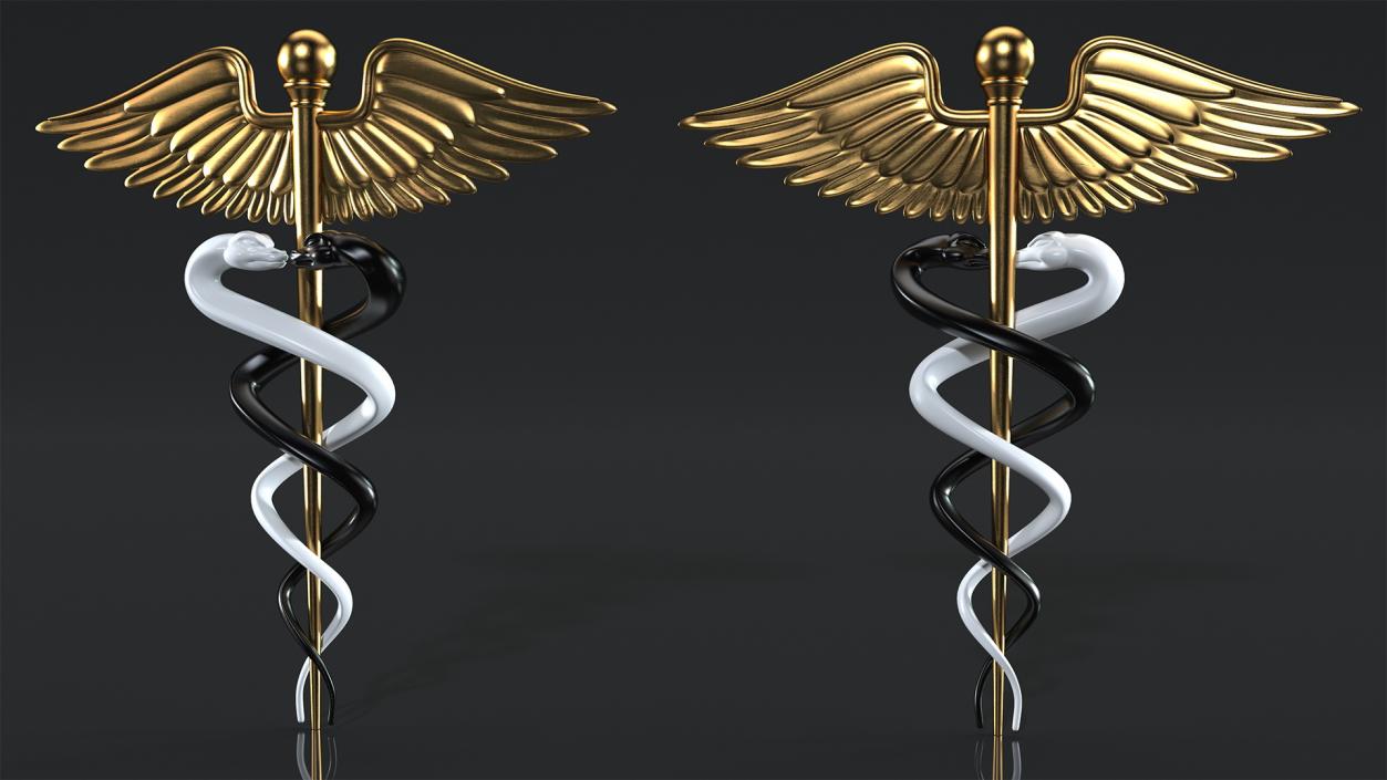 3D Caduceus Medical Symbol model