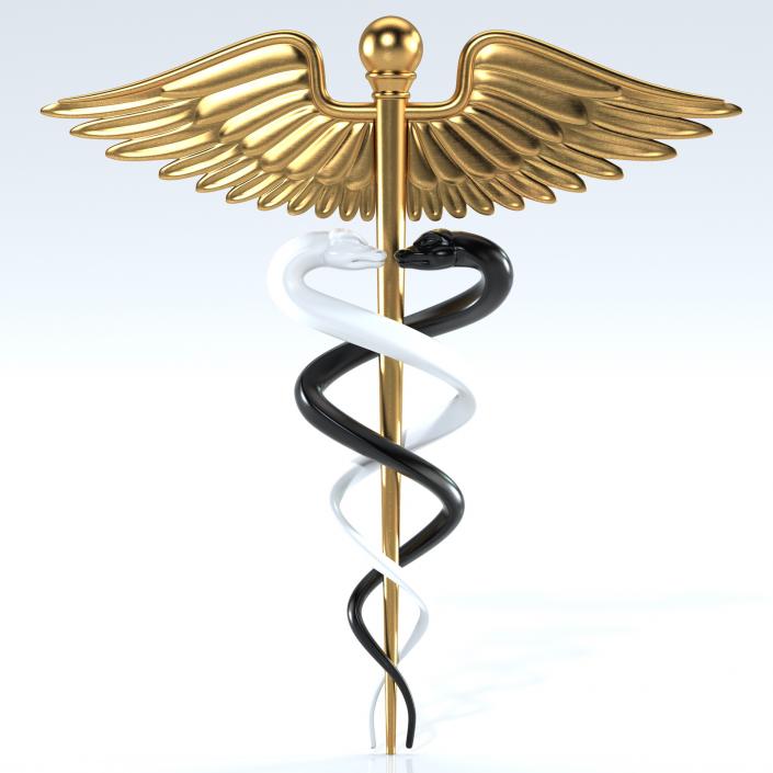 3D Caduceus Medical Symbol model