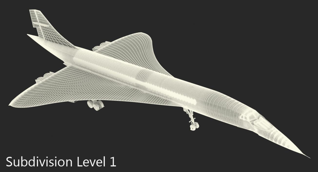 3D Concorde Supersonic Passenger Jet Airliner Air France model