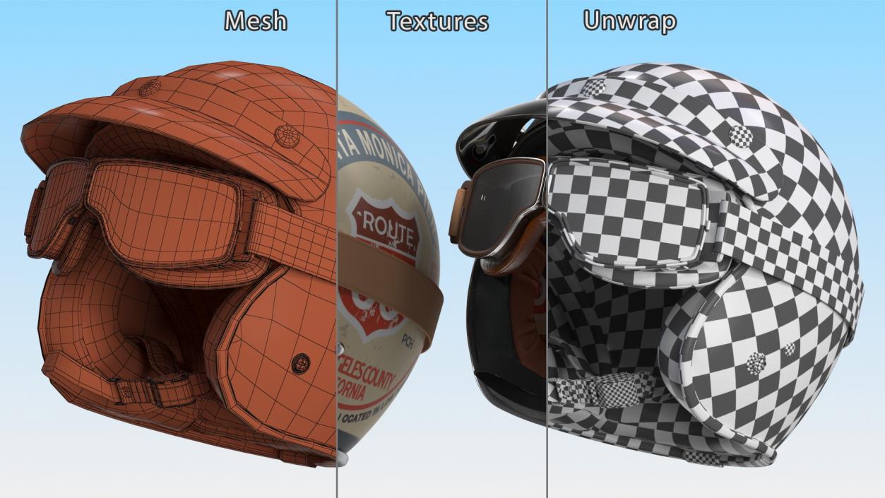 3D Torc Route 66 Helmet with Goggles model