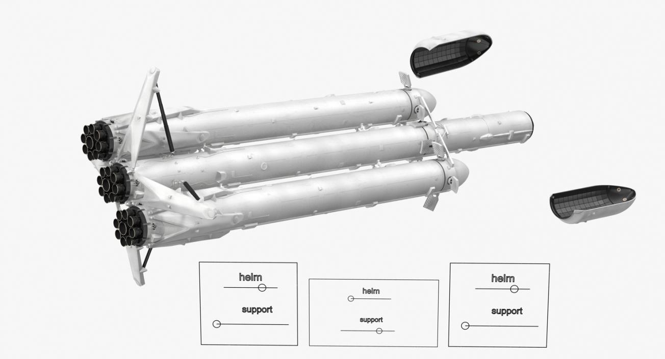 3D model Space Heavy Rocket Rigged