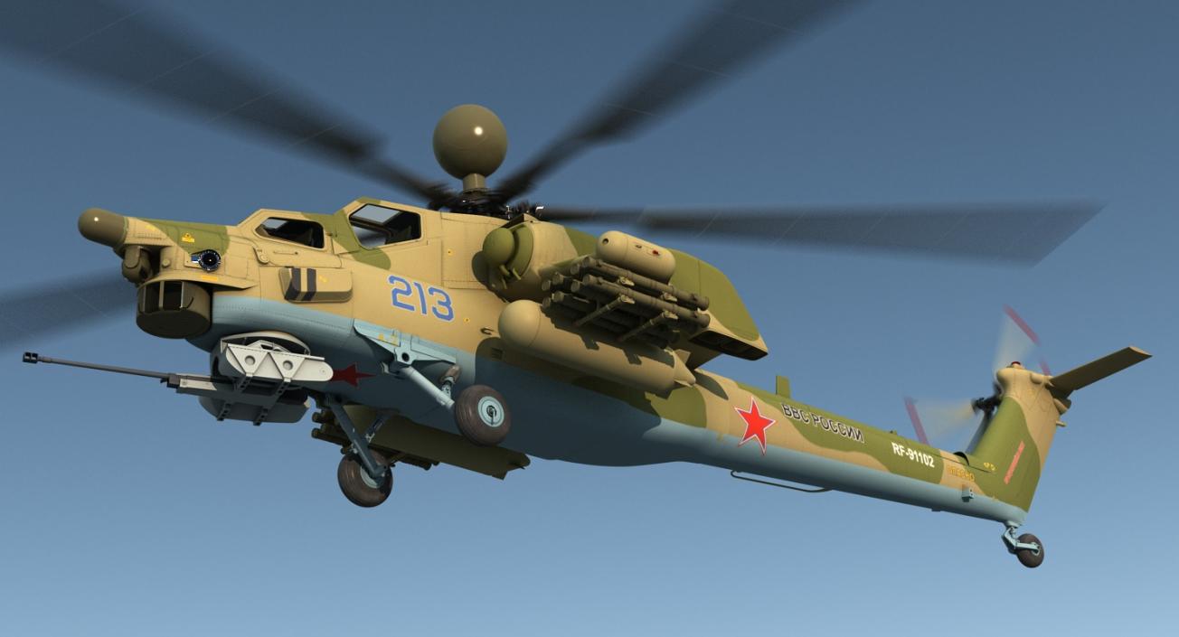 3D Attack Helicopter MI 28N Havoc with Radar Station Rigged