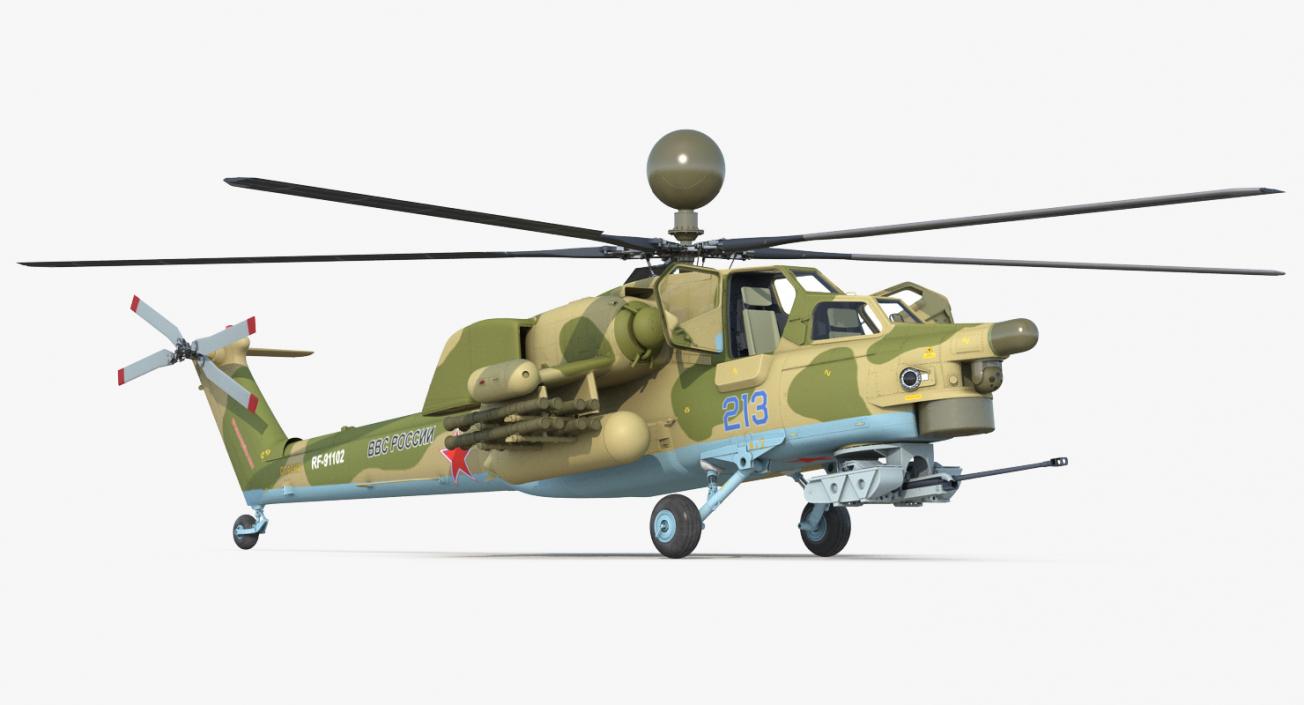 3D Attack Helicopter MI 28N Havoc with Radar Station Rigged