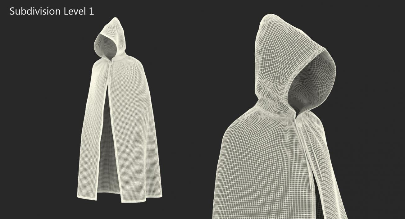Black Cloak or Cape with Hood 3D model