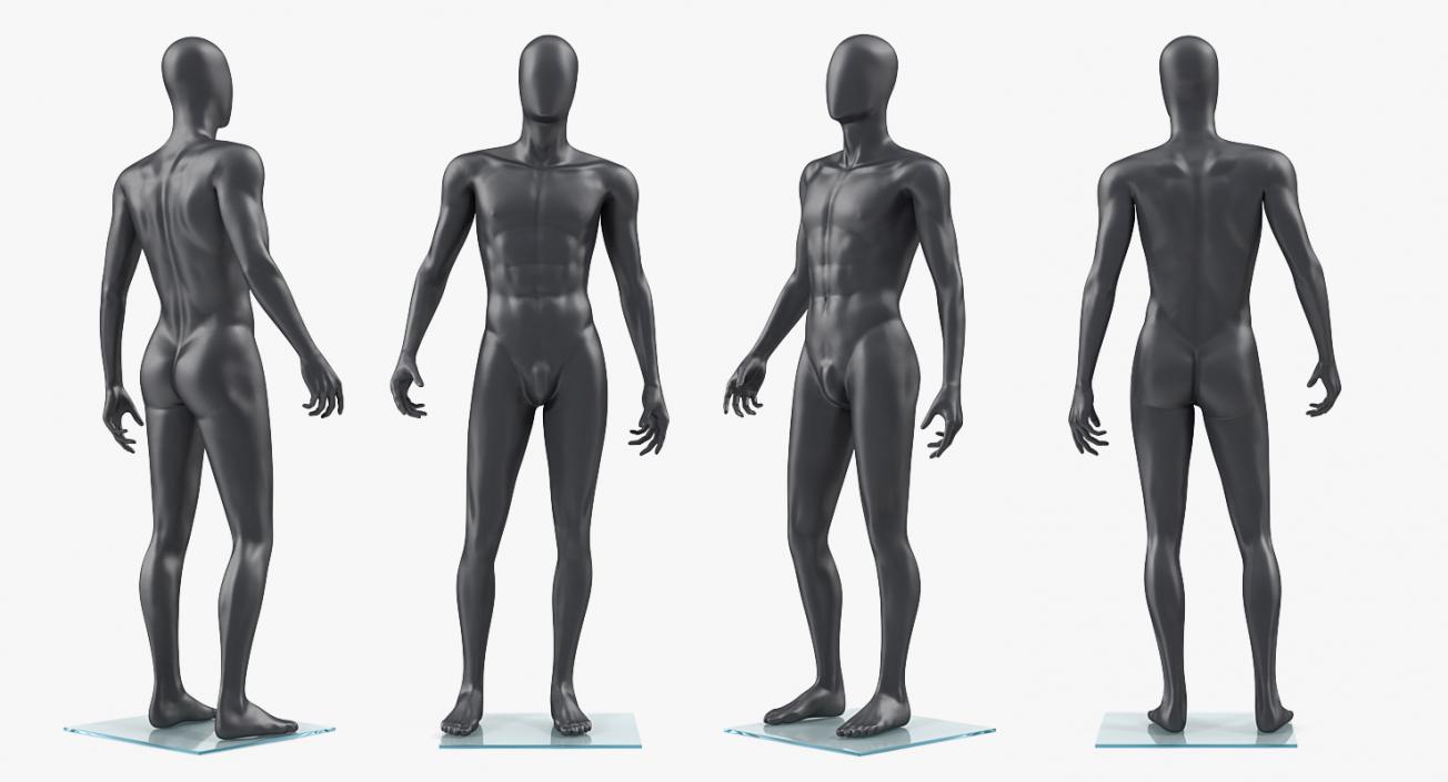 3D Male Mannequin Dark Standing Pose model