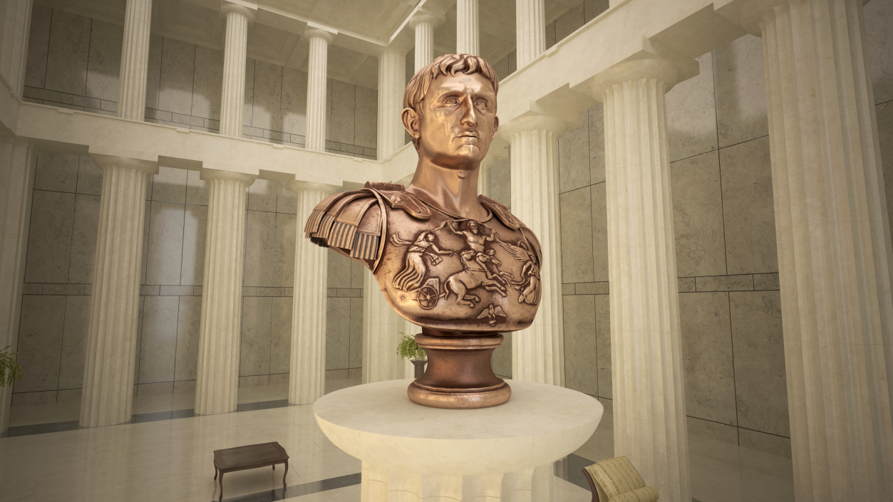 3D model Roman Emperor Bust Cast Bronze