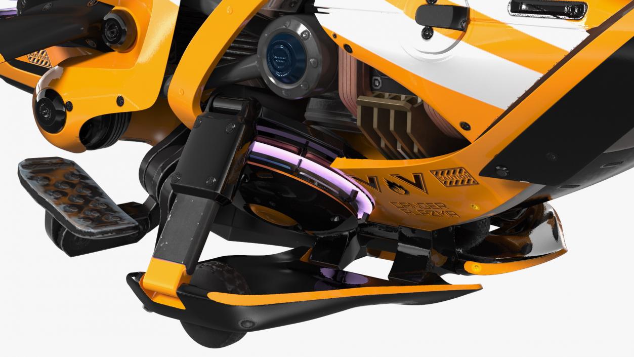 Scifi Fly Motorcycle Yellow 3D