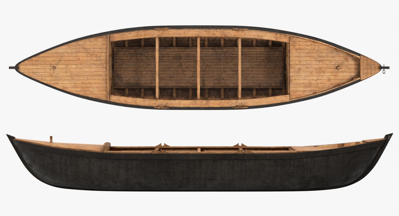 3D model Large Wooden Freight Boat