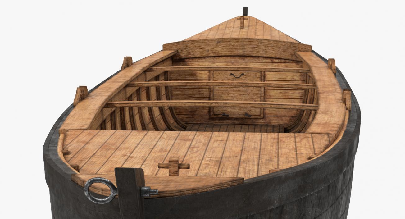 3D model Large Wooden Freight Boat
