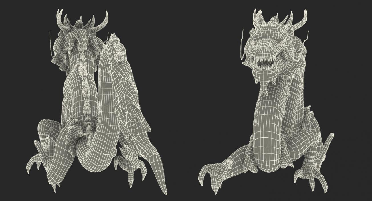 3D Silver Chinese Dragon Statue model