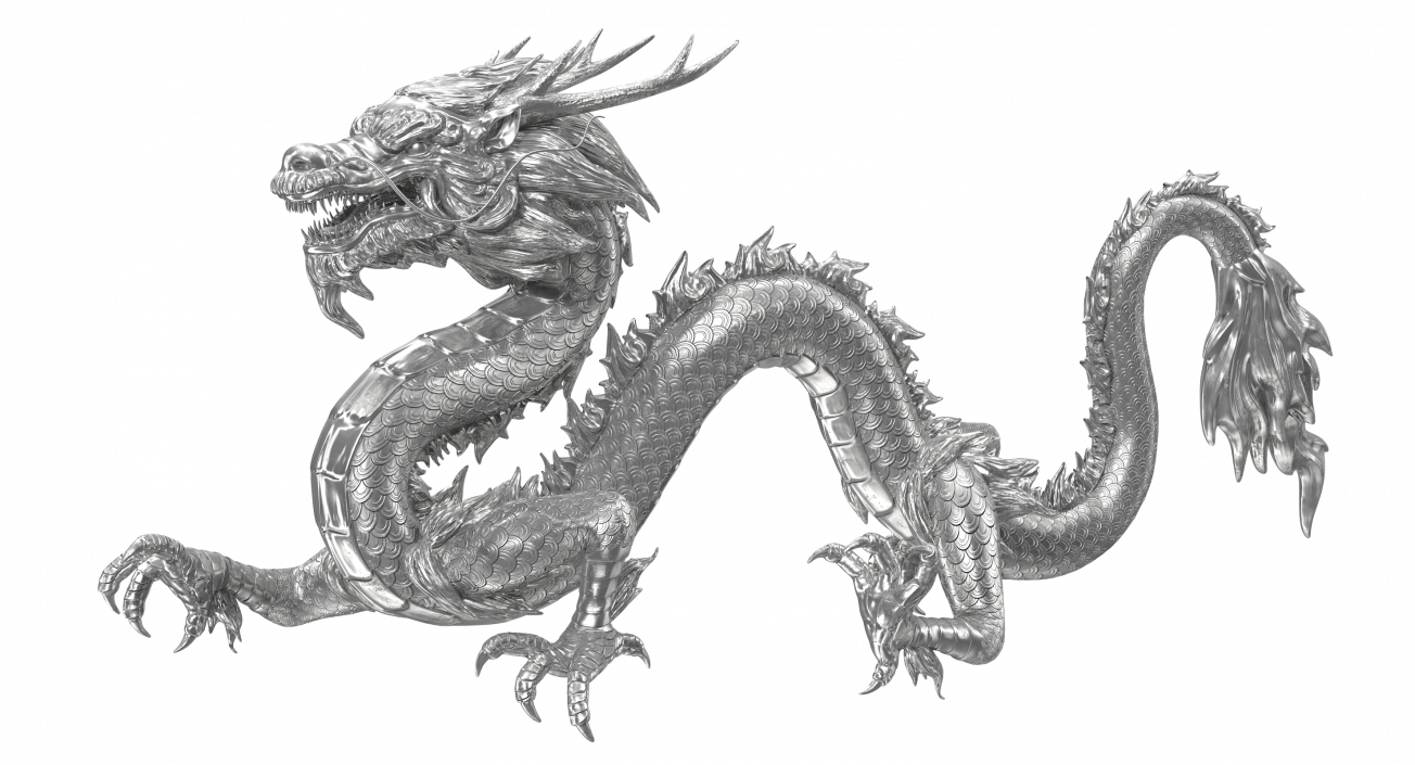 3D Silver Chinese Dragon Statue model