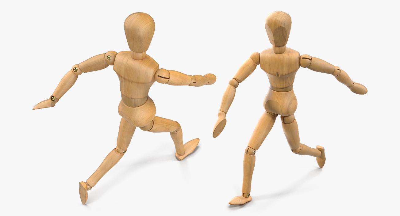 Wooden Dummy Toy Running Pose 3D model
