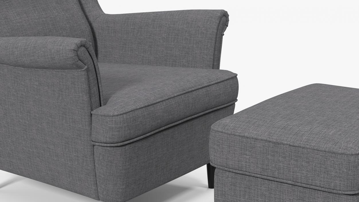 3D model Strandmon Grey Wing Chair with Puff
