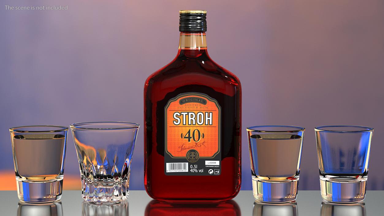 3D Stroh 40 Austrian Rum Bottle model
