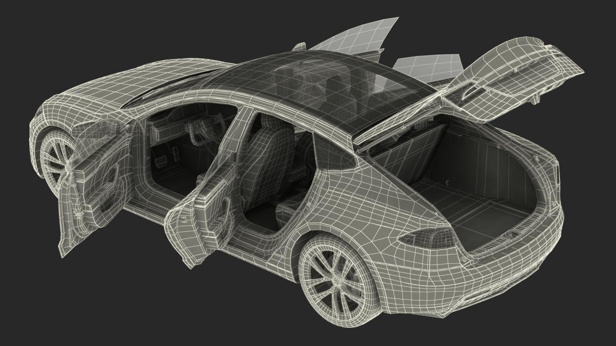 3D model Electric Liftback Sedan Rigged